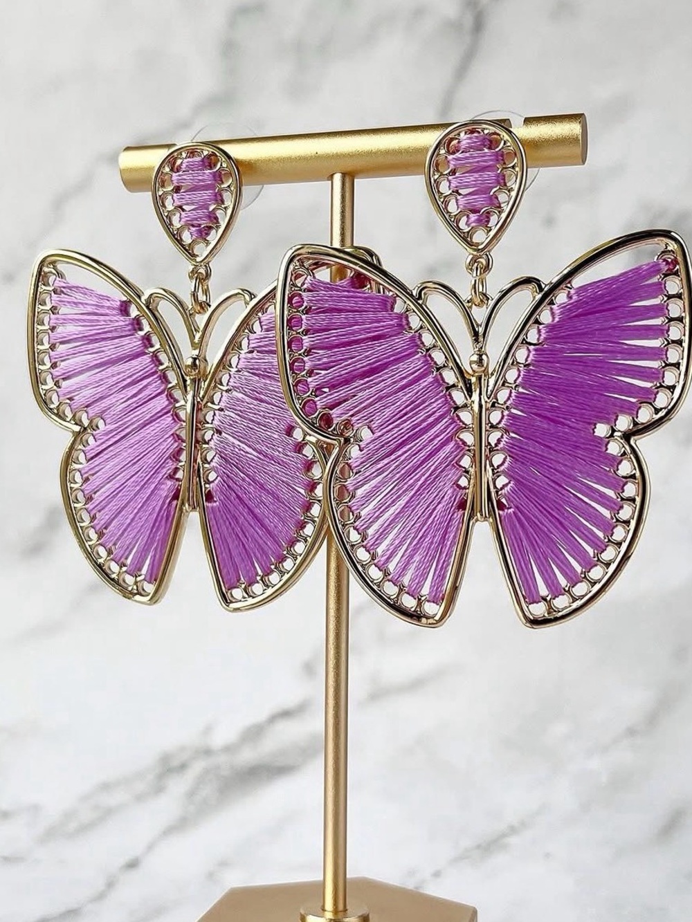 Park Lane Twilight Gold and Purple Butterfly Earrings